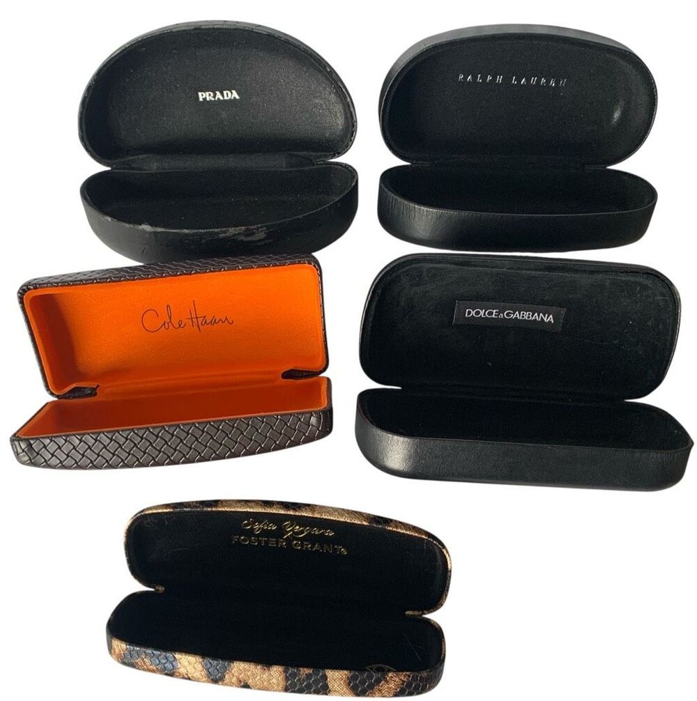 5 piece DESIGNER Logo Eye Glass Hard Case Shell LOT Prada d&g Cole Haan